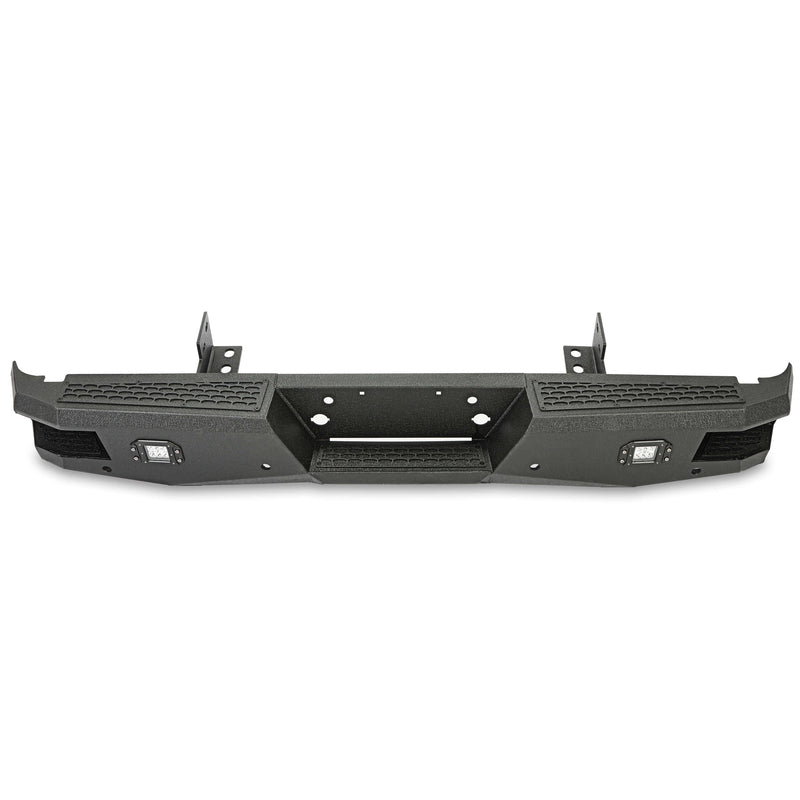 YIKATOO® Off-road Rear Bumper Compatible with 1999-2016 Ford Super Duty F250 F350 with 2 LED Lights Powder coated Steel
