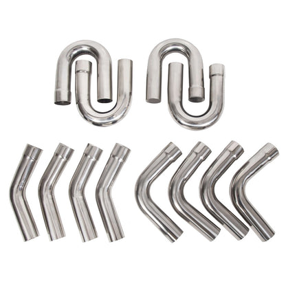 Universal 2.5 Inches Custom Stainless Steel Mandrel-Bent Exhaust Tubing Kit - Straight and U-Bend Pipes