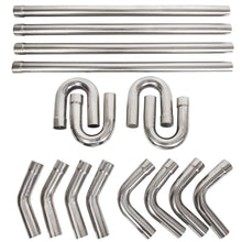 Universal 2.5 Inches Custom Stainless Steel Mandrel-Bent Exhaust Tubing Kit - Straight and U-Bend Pipes