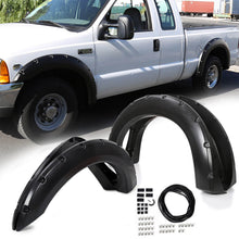 Ford 1999-2007 F250 F350 Super Duty 4PC Pocket Rivet Style Fender Flares Black