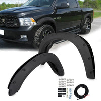 Load image into Gallery viewer, YIKATOO® Black Fender Flares Cover Wheel Cover Protector Compatible with 2009-2018 Ram 1500 Pocket Rivet Style Bolt On 4Pc
