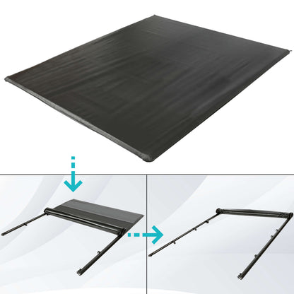 Roll-up Soft Truck Tonneau Cover Compatible with 2007-2014 GMC Sierra/Chevy Silverado 1500/2500HD/3500HD with 6.5' Bed Black Sailcloth Fold