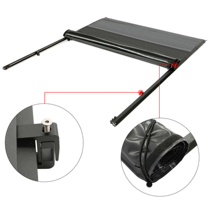 Roll-up Soft Truck Tonneau Cover Compatible with 2007-2014 GMC Sierra/Chevy Silverado 1500/2500HD/3500HD with 6.5' Bed Black Sailcloth Fold