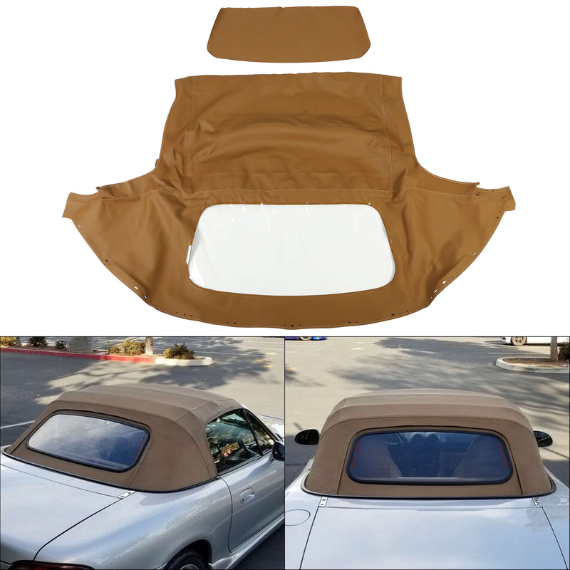 YIKATOO® Convertible Soft Top & Plastic Window Tan Cabrio For 1990-03 04 2005 Mazda Miata -junior
