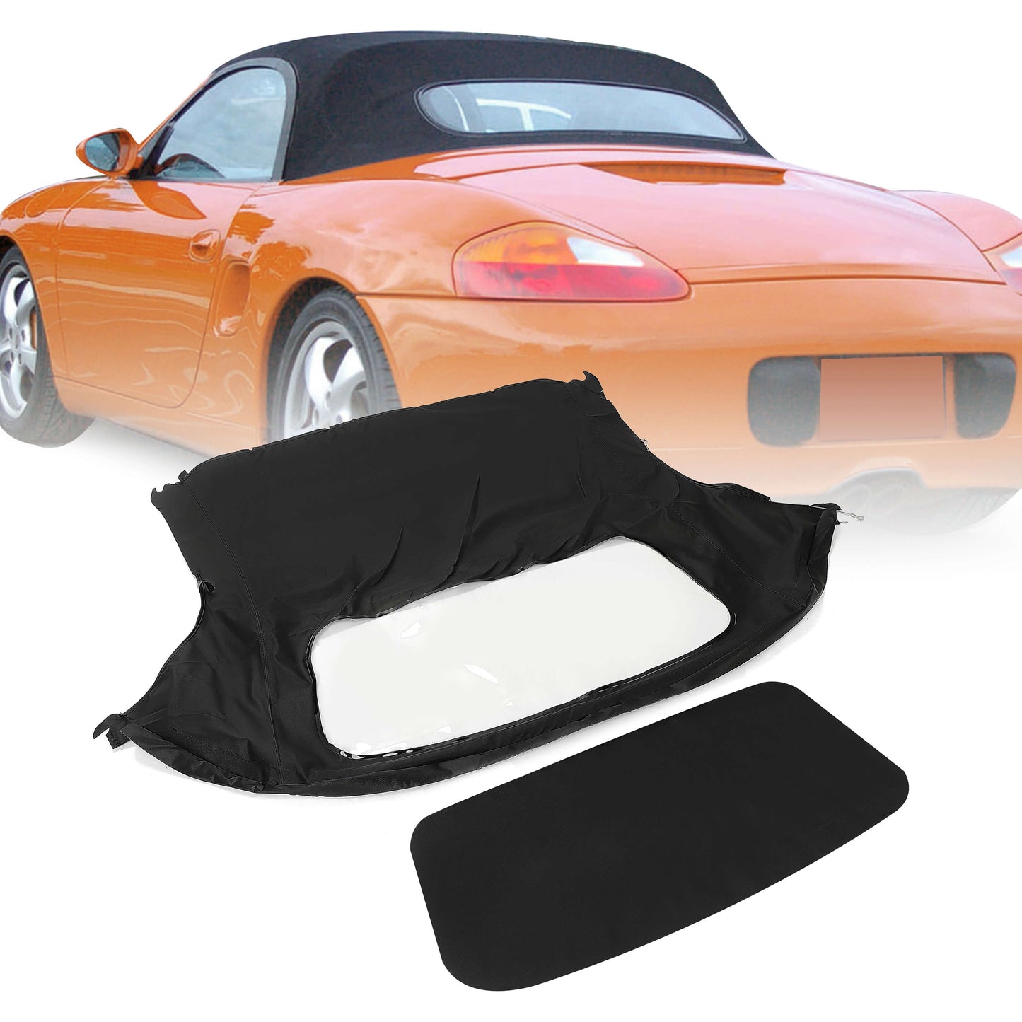 Soft Top Replacement & Plastic window Black&Clear For 1997-2002 Porsche Boxster S