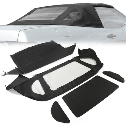 Convertible Top Soft Roof Compatible with Mercedes-Benz 1990-2002 SL Series (R129) Black Canvas, Clear Plastic Window