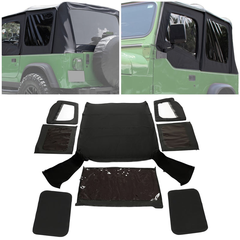 YIKATOO® Convertible Soft Top Roof Compatible with 1988-1995 Jeep Wrangler YJ with Factory Squared Style Upper Doors ONLY