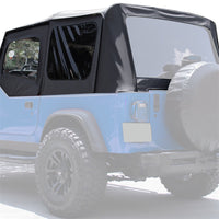Load image into Gallery viewer, YIKATOO® Convertible Soft Top Roof Compatible with 1988-1995 Jeep Wrangler YJ with Factory Squared Style Upper Doors ONLY - w/Upper Door Skins and Back Window Black Canvas 2 door -junior
