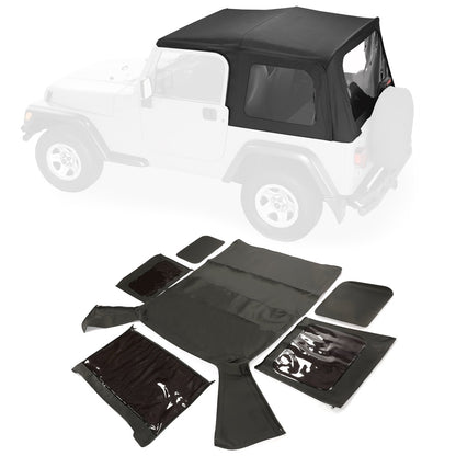 Convertible Soft Top Roof Compatible with 1988-1995 Jeep Wrangler YJ Upper Door Skins 2DR w/o Clear Window