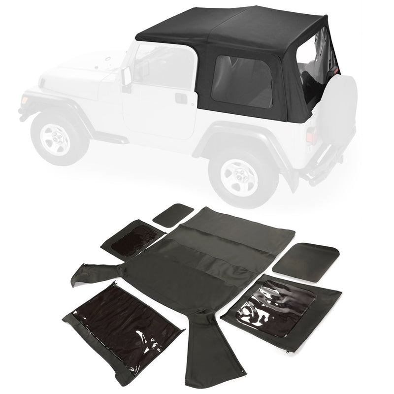YIKATOO® Convertible Soft Top Roof Compatible with 1988-1995 Jeep Wrangler YJ Upper Door Skins 2DR w/o Clear Window