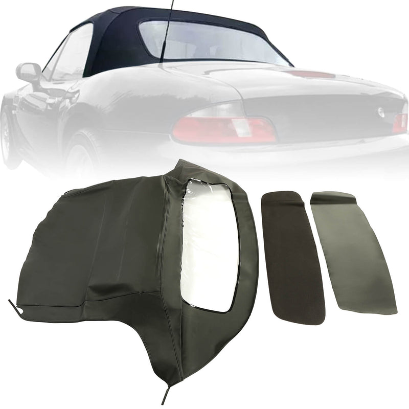 YIKATOO® Convertible Soft Top Roof with Plastic Window Compatible with 1996-2002 BMW Z3 & M Roadster Convertibles（Black）