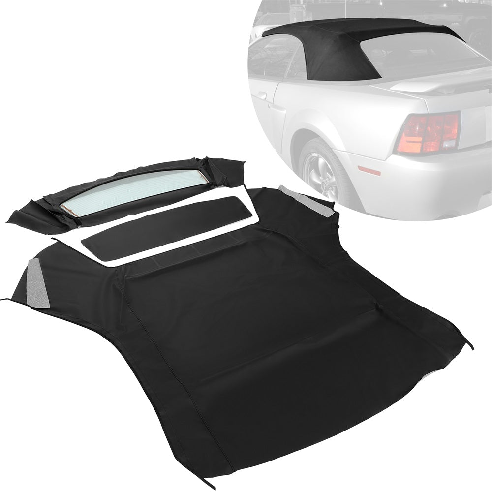 Convertible Soft Top Black Canvas Roof with Heated Glass Window Compatible with 1994-2004 Ford Mustang