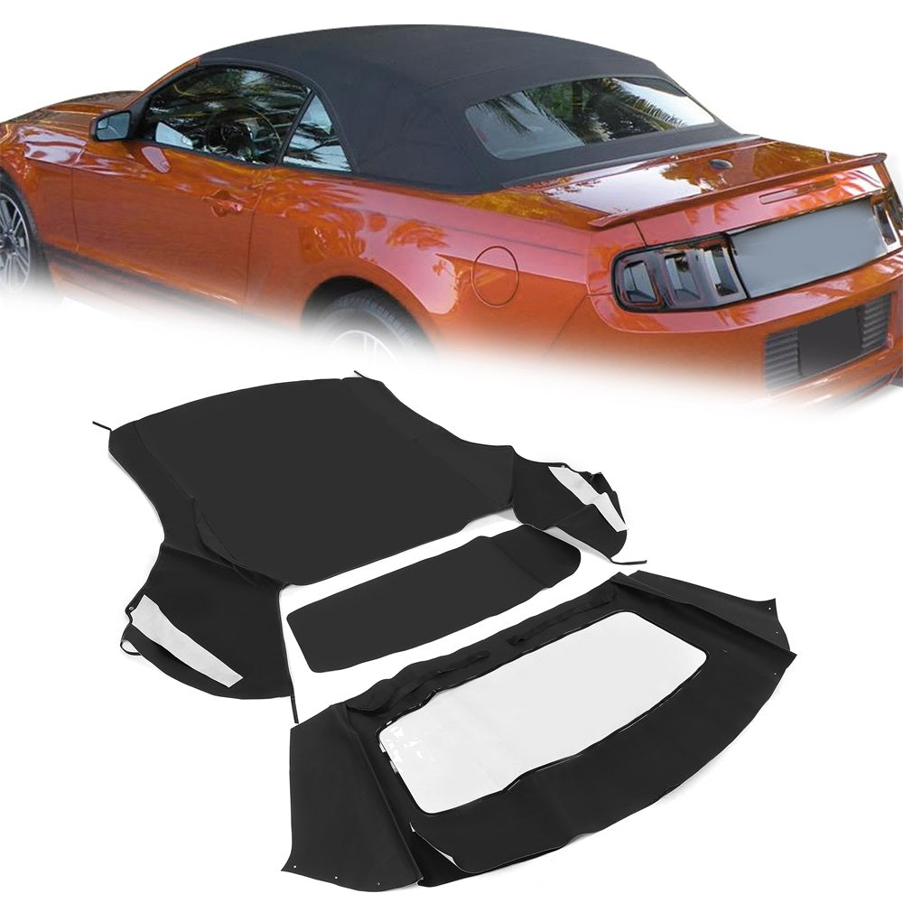 Black Convertible Soft Top Sailcloth Roof with Plastic Window Compatible with 1994-2004 Ford Mustang