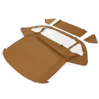 Convertible Canvas Soft Top Roof W/Plastic Window Compatible with Mercedes-Benz (R107) (Brown & Clear)