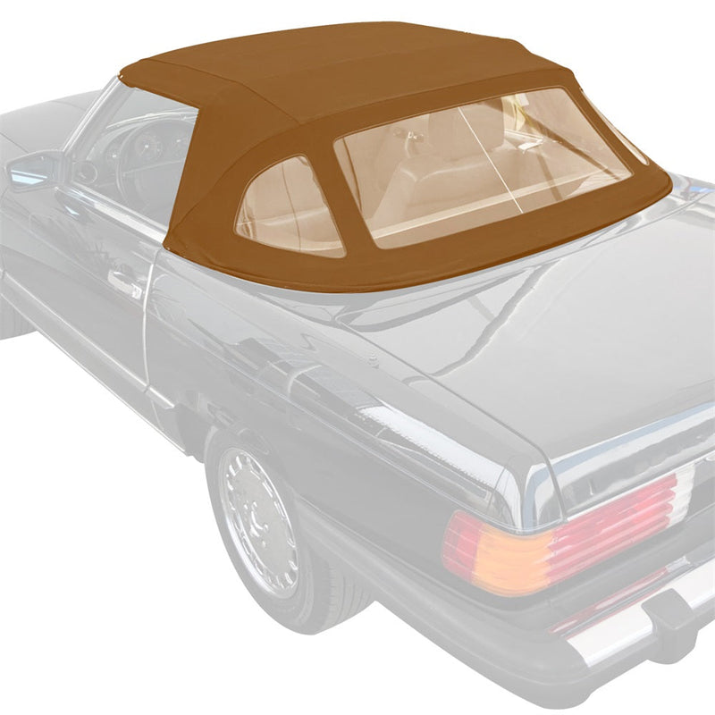 YIKATOO® Convertible Canvas Soft Top Roof W/Plastic Window Compatible with Mercedes-Benz (R107) 1972-1980 450SL, 1981-1985 380SL, 1986-1989 560SL 2Door (Brown & Clear) -junior