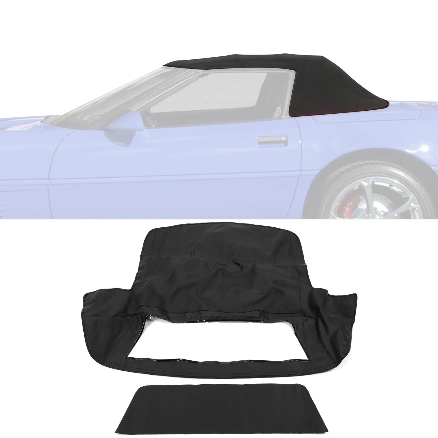 Black Soft Top With Plastic Window For 1986-1993 Chevrolet Corvette Convertible