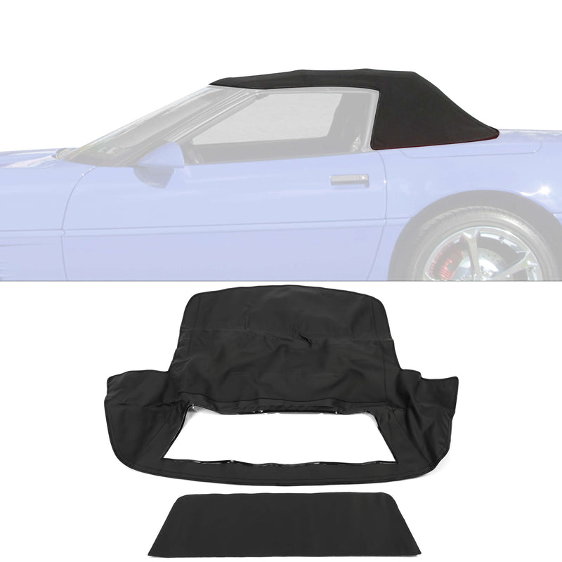 YIKATOO® Black Soft Top With Plastic Window For 1986-1993 Chevrolet Corvette Convertible -junior