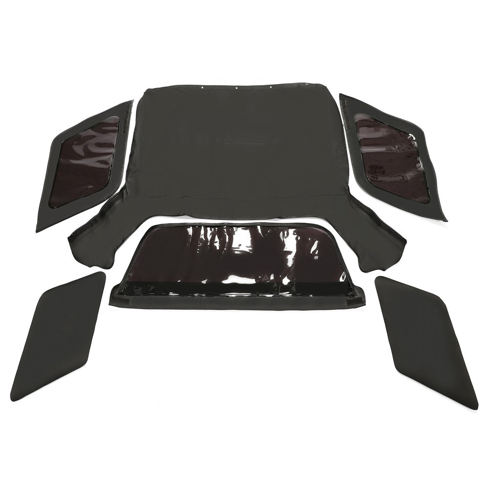 Convertible Soft Top Canvas Roof with Plastic Window Compatible with 1998-2002 Isuzu Amigo/Rodeo (Black)