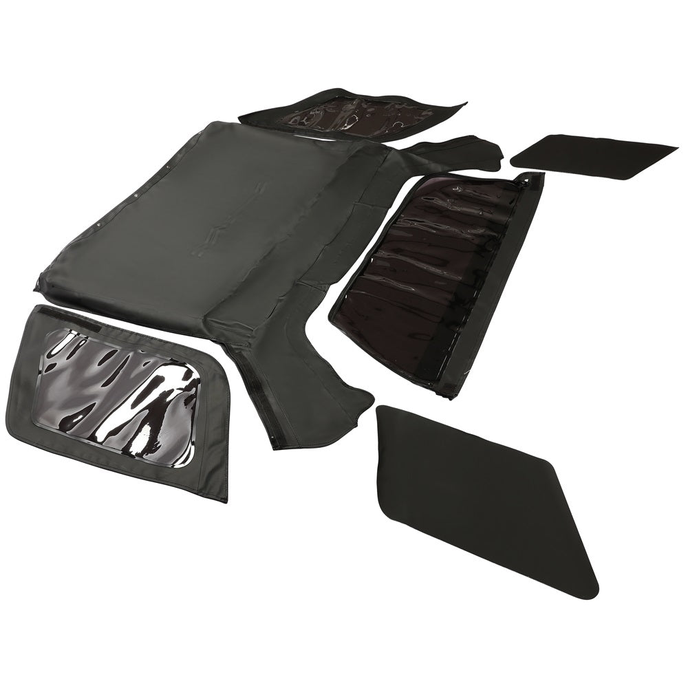 Convertible Soft Top Canvas Roof with Plastic Window Compatible with 1998-2002 Isuzu Amigo/Rodeo (Black)