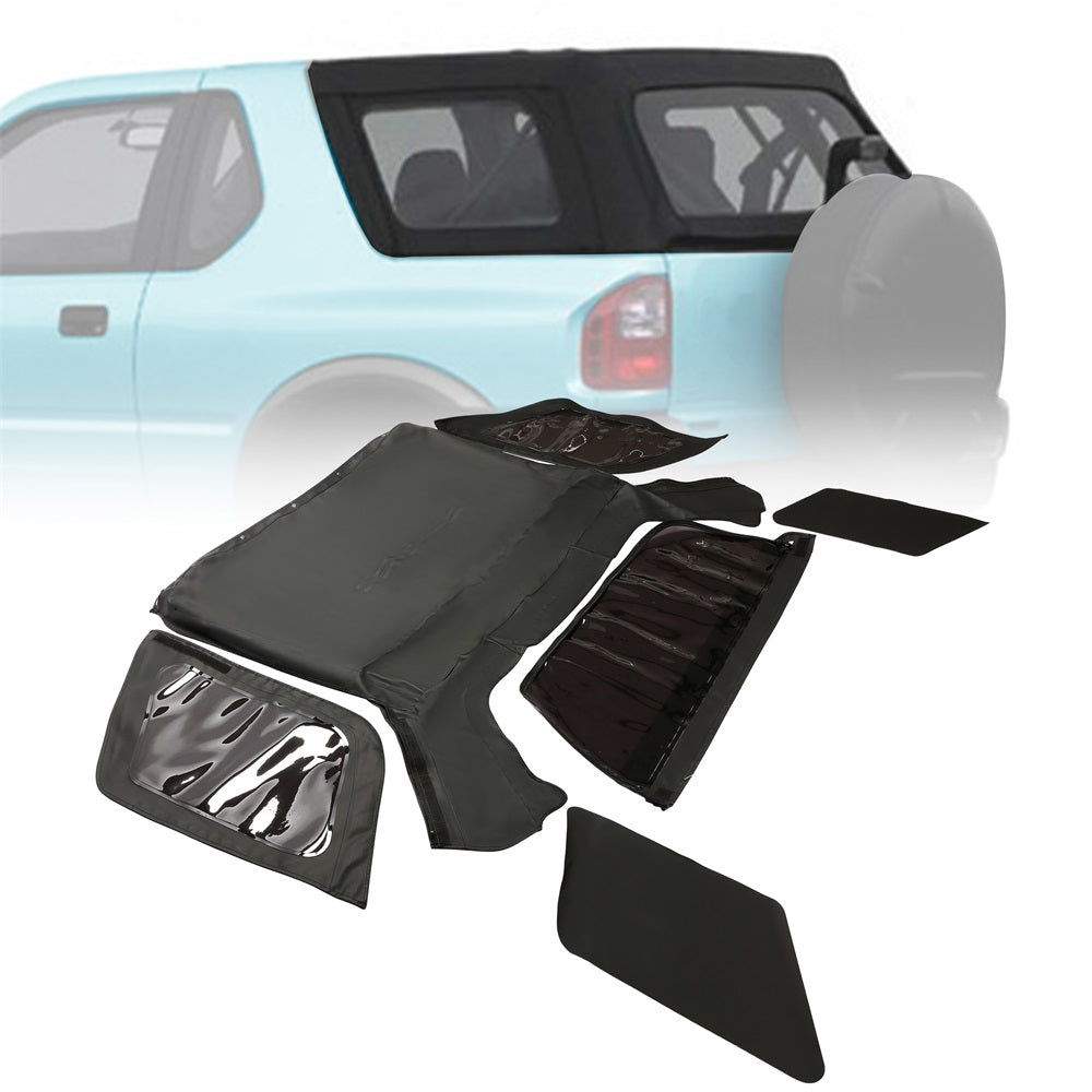 Convertible Soft Top Canvas Roof with Plastic Window Compatible with 1998-2002 Isuzu Amigo/Rodeo (Black)
