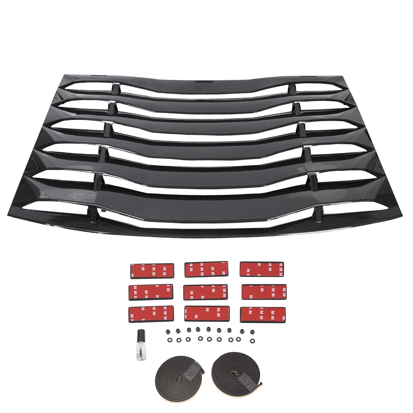 Rear Window Louver Cover Vent Sun Shade Compatible with 2011-2021 Dodge Charger - Carbon Fiber Painted