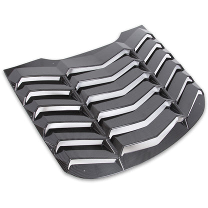 Rear Window Scoop Louvers Windshield Rear Sun Shade Cover GT Lambo Style Compatible with 2015-2020 Mustang - Carbon Fiber Painted