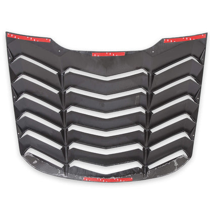 Rear Window Scoop Louvers Windshield Rear Sun Shade Cover GT Lambo Style Compatible with 2015-2020 Mustang - Carbon Fiber Painted