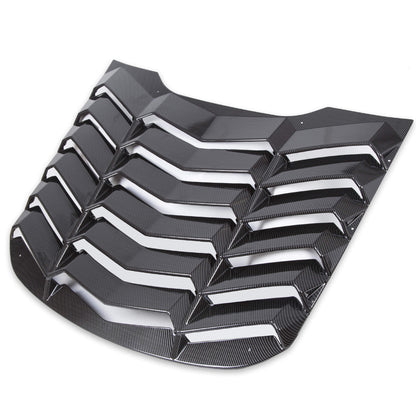 Rear Window Scoop Louvers Windshield Rear Sun Shade Cover GT Lambo Style Compatible with 2015-2020 Mustang - Carbon Fiber Painted