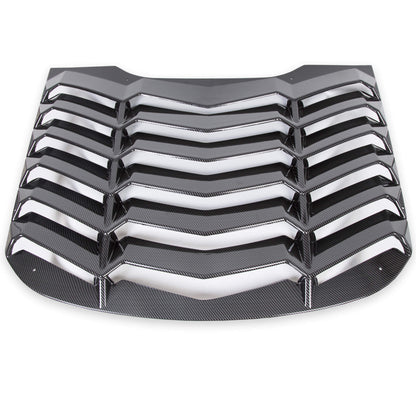 Rear Window Scoop Louvers Windshield Rear Sun Shade Cover GT Lambo Style Compatible with 2015-2020 Mustang - Carbon Fiber Painted