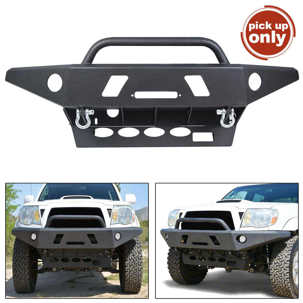 New Front Bumper Guard W/ Winch Ready LED Hole D-Rings Offroad Steel for 2005-2015 Toyota Tacoma pick up only