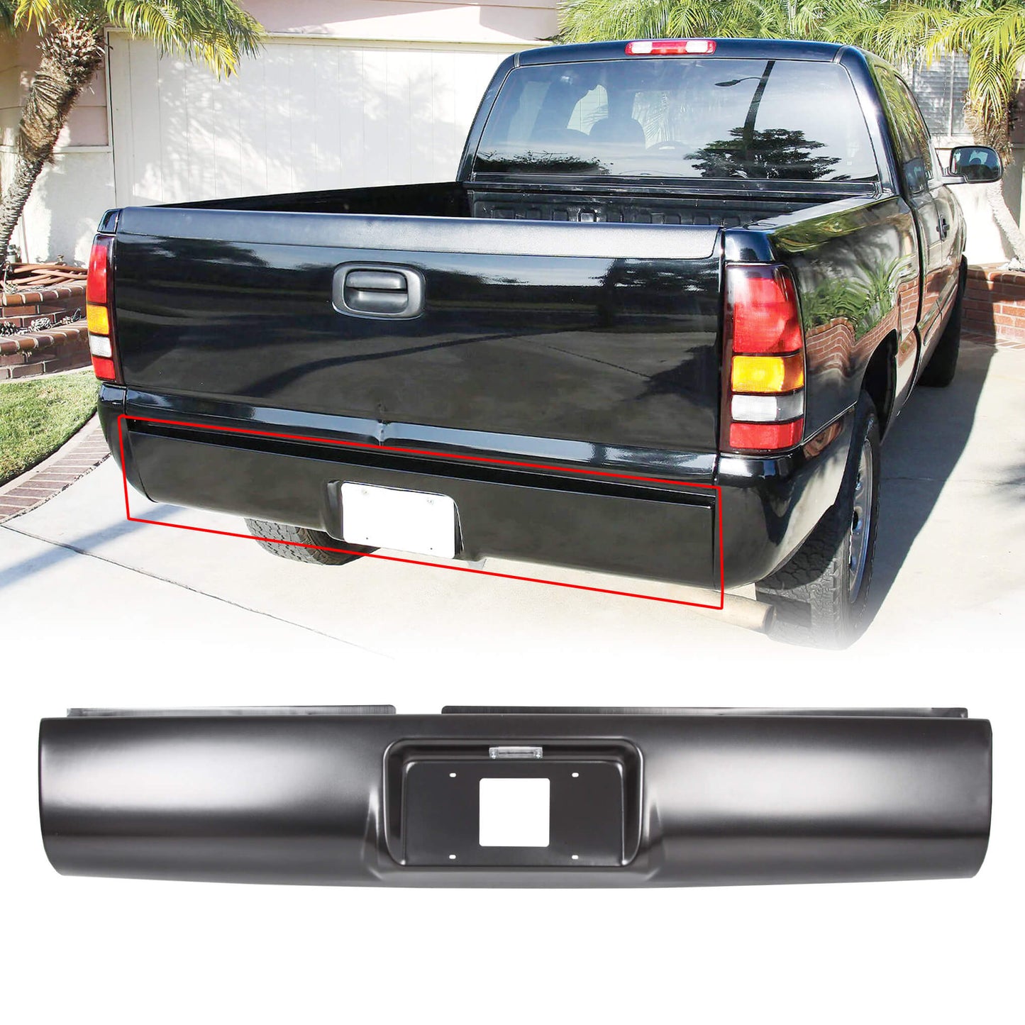 Rear Steel Roll Pan for 1994-2003 Chevrolet S10 S15,with License & Light