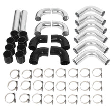 Universal Aluminum 2.5 Inches Chrome Intercooler Turbo Piping Pipe Kit+BLACK Hose Kits