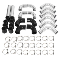 Load image into Gallery viewer, YIKATOO® Universal Aluminum 2.5&quot; Chrome Intercooler Turbo Piping Pipe Kit+BLACK Hose Kits
