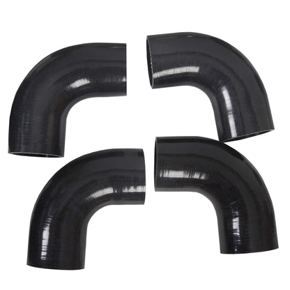 Universal Aluminum 2.5 Inches Chrome Intercooler Turbo Piping Pipe Kit+BLACK Hose Kits
