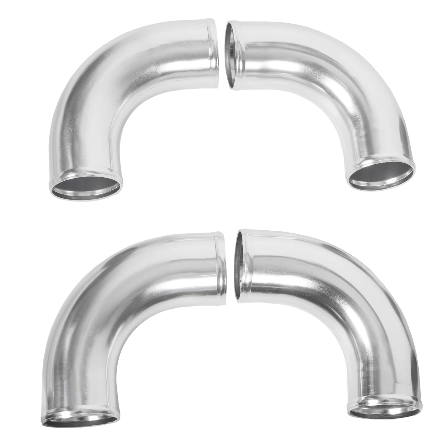 Universal Aluminum 2.5 Inches Chrome Intercooler Turbo Piping Pipe Kit+BLACK Hose Kits
