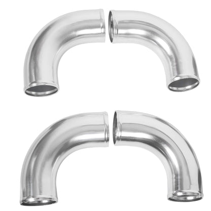 Universal Aluminum 2.5 Inches Chrome Intercooler Turbo Piping Pipe Kit+BLACK Hose Kits
