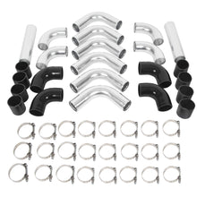 Universal Aluminum 2.5 Inches Chrome Intercooler Turbo Piping Pipe Kit+BLACK Hose Kits