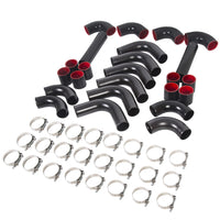 Load image into Gallery viewer, YIKATOO® 12 Piece 2.5&quot; Intercooler Black Piping Kit +T-Bolt Clamps +Blk Silicone Couplers-junior

