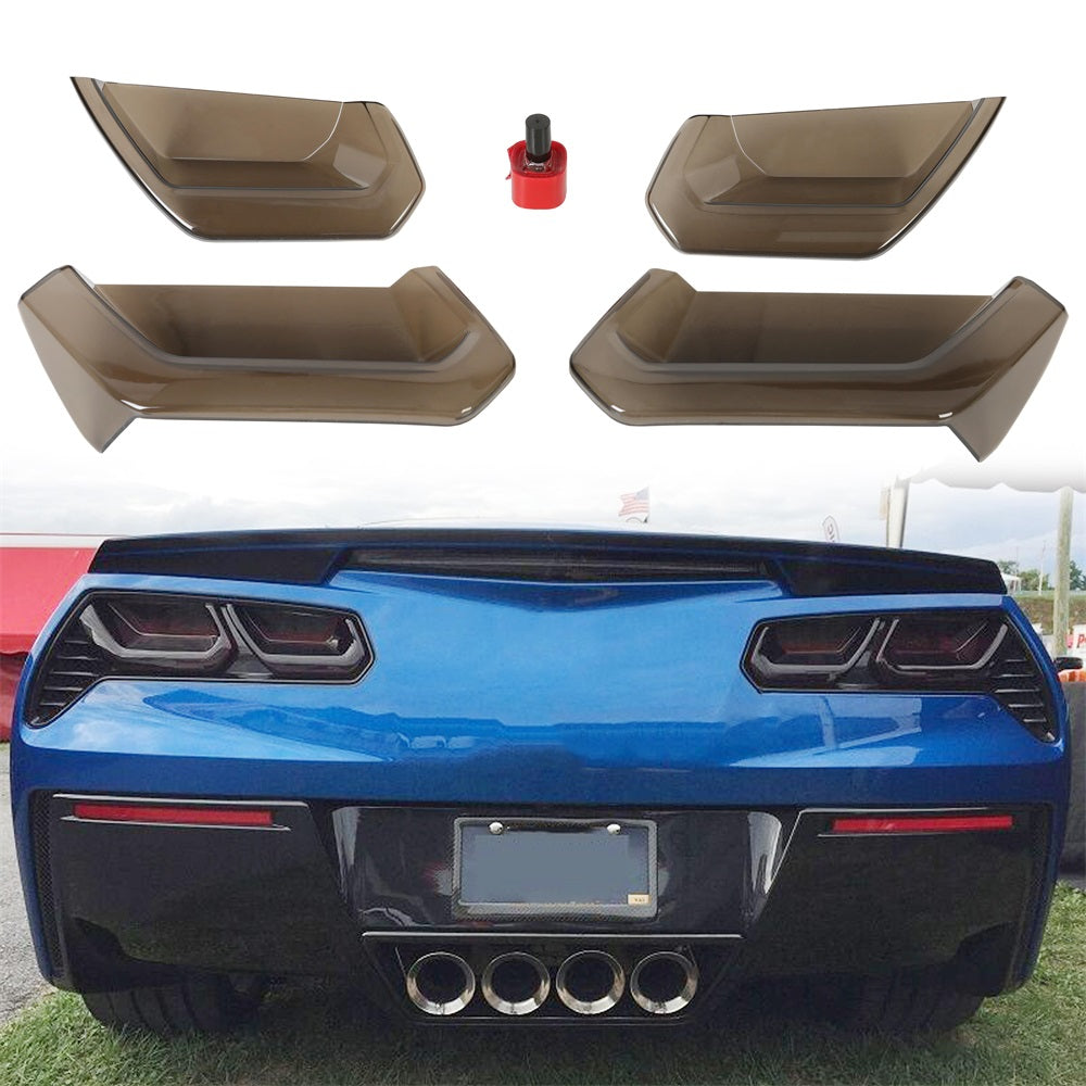 Rear Tail Light Lens Kit Taillight Compatible with 2014-2019 Corvette C7 Molded Acrylic Smoked Blackout Light Lens Kit