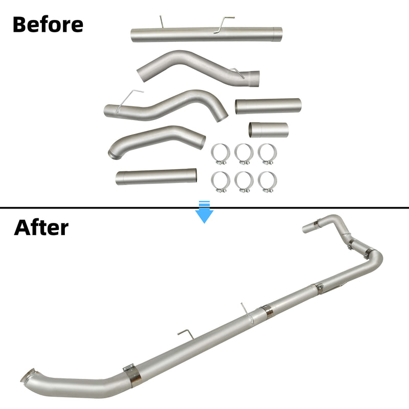 YIKATOO® Stainless Steel 5" Muffler Exhaust Pipes for 2007-2012 Dodge Ram Cummins Diesel 6.7L