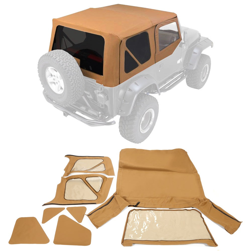 Soft top Replacement, 1997-2006, Tinted Windows, Spice Leather For Jeep Wrangler TJ