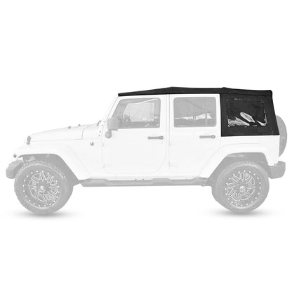 Black Canvas Soft Top with Tinted Window Compatible with 2010-2018 JK Wrangler Unlimited JKU Rubicon Unlimited 4-door