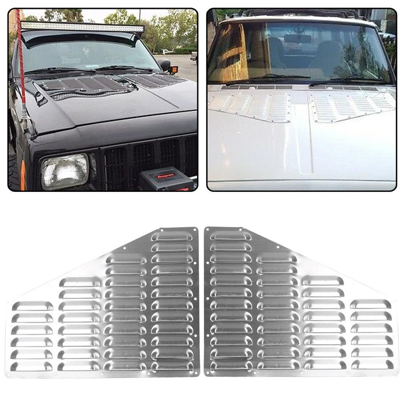 YIKATOO® Hood Louver Aluminum Vent Bolt-On Cooling Panel Kit FOR 1984-2001 Jeep XJ Cherokee -junior