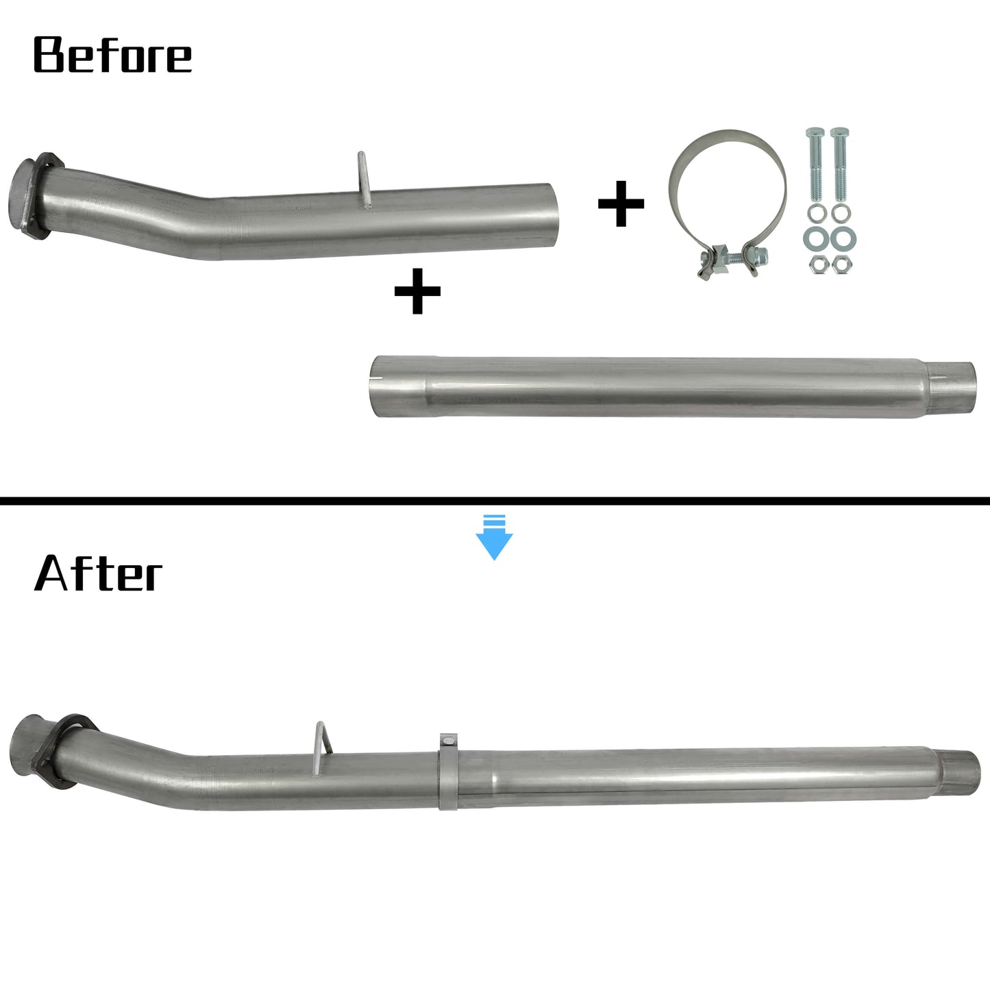 4inches Race Exhaust Muffler Pipes Stainless Steel For 08-10 Ford F250 F450 6.4L