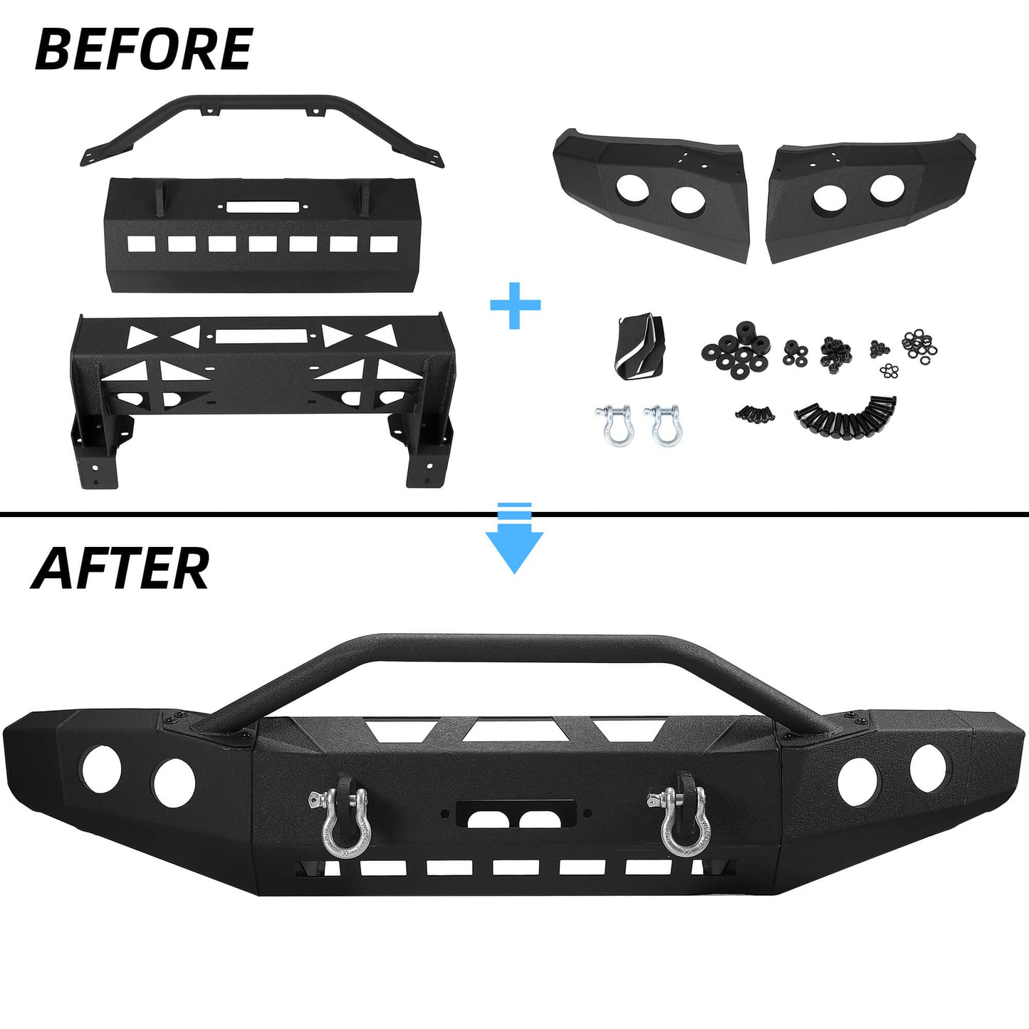 Offroad Style Front Bumper for 2014-2020 Toyota Tundra,Winch Ready