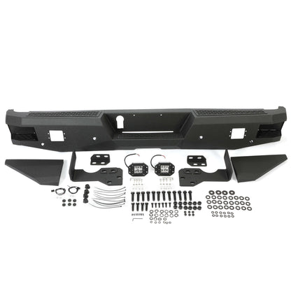 Off-road Rear Bumper Compatible with 2014-2021 Toyota Tundra 2WD/4WD with 2 LED Lights Powder Coated Steel