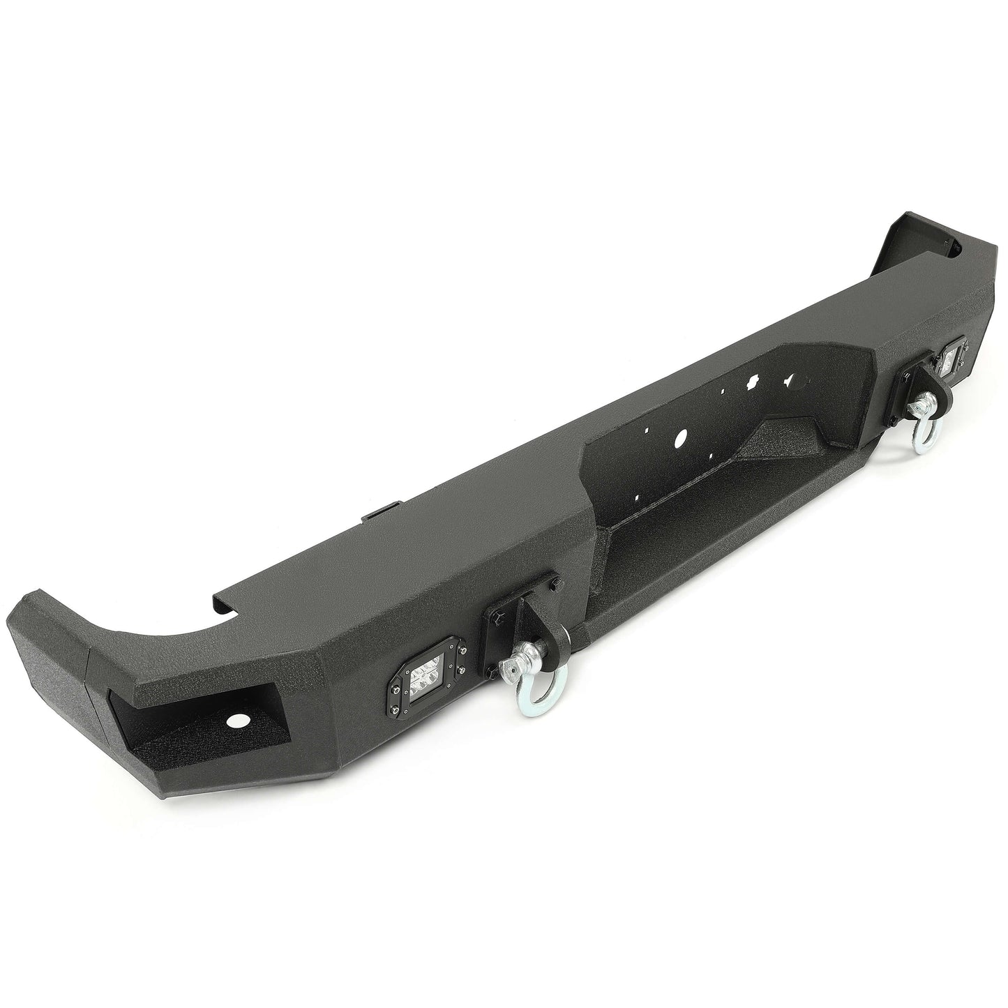 Rear Bumper Black Steel compatible with 2009-2014 Ford F150 Fits Models without Rear Sensors