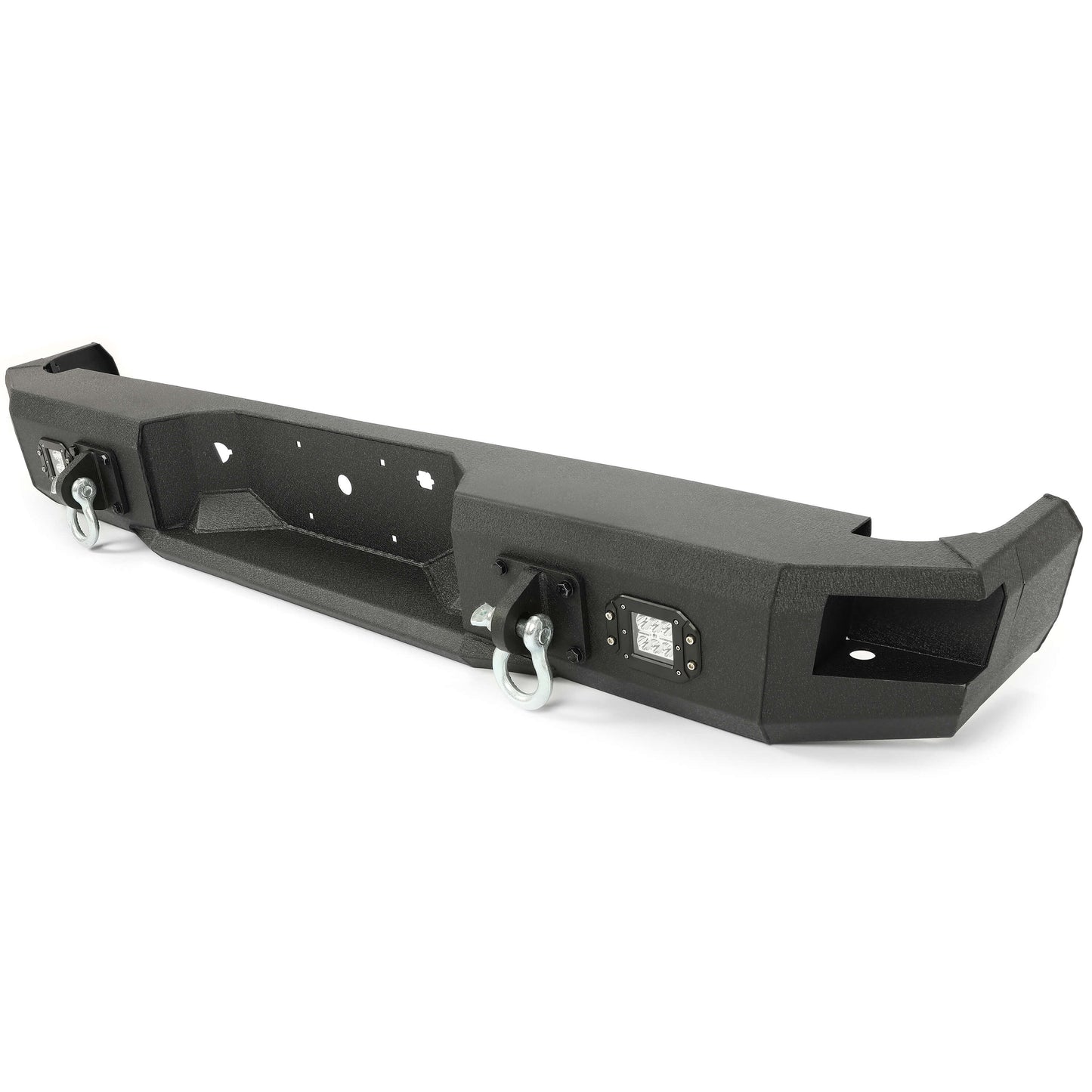 Rear Bumper Black Steel compatible with 2009-2014 Ford F150 Fits Models without Rear Sensors