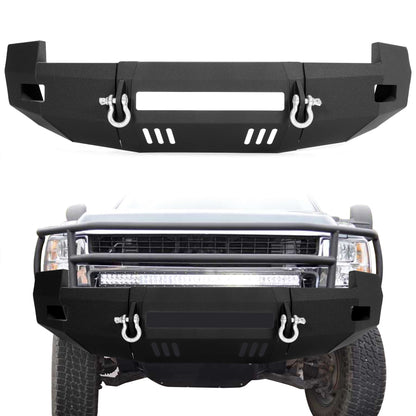 Front Bumper 3-Pieces with D-Rings Compatible with 2007-2010 Chevrolet Silverado 2500 3500