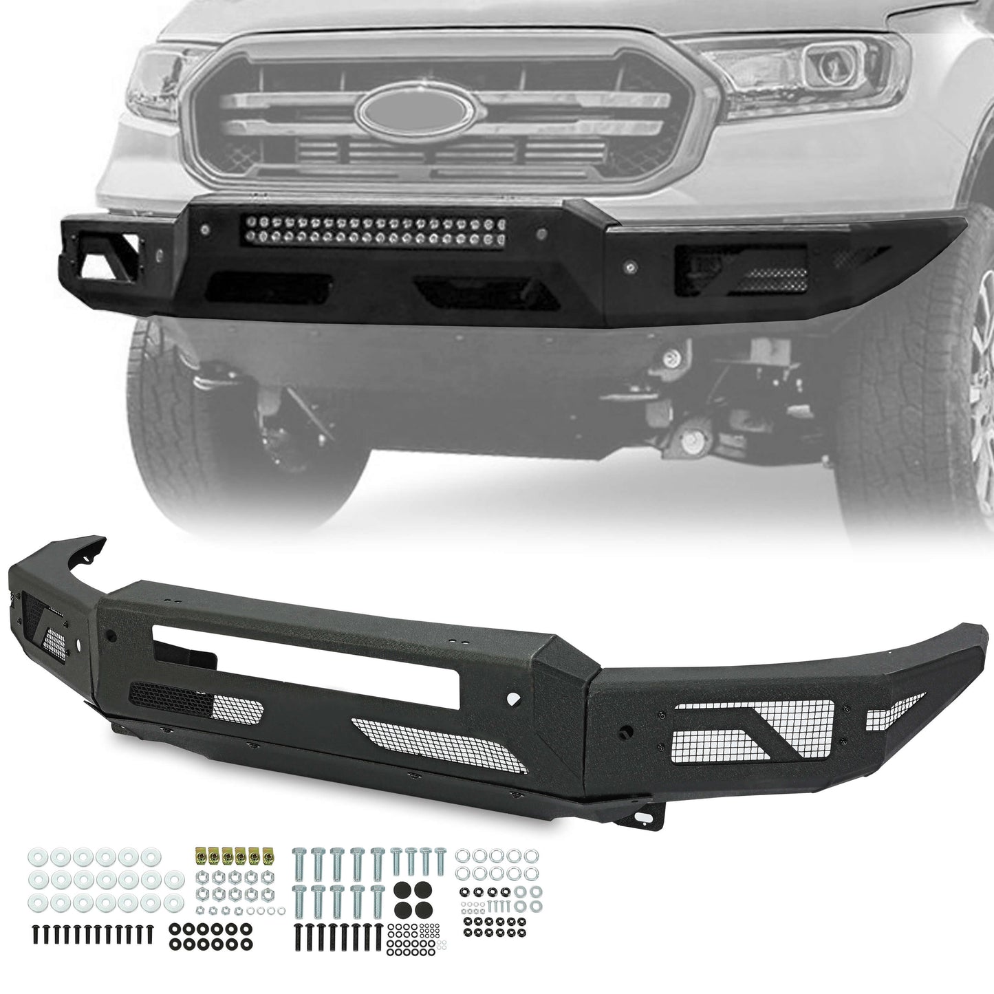 Powder Coated Steel Front Bumper For 2019-2021 Ford Ranger